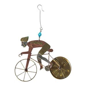 Pilgrim Imports Mixed Metal Artisan Cyclist Bicycle Ornament 5 x 4"